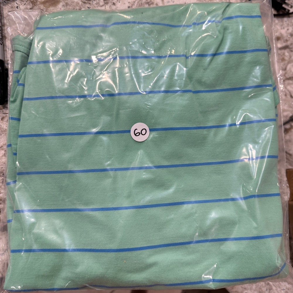 Peter Millar Mens XXL Polo Shirt Mint Green Blue Striped Cotton Short Sleeve - Picture 8 of 8